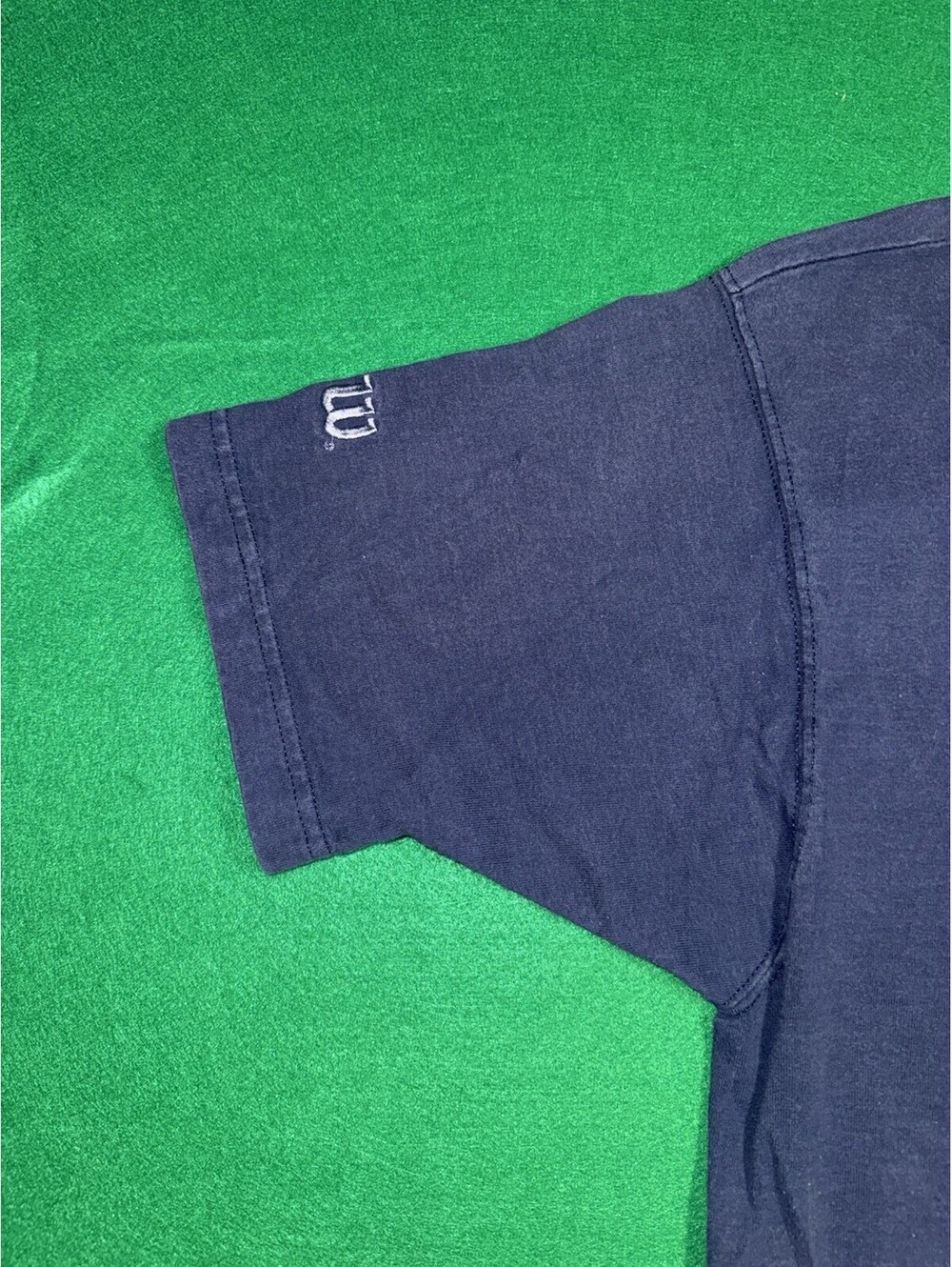 Vintage 80s 90s Wilson Athleticwear T Shirt Spellout Navy Blue Made in USA Large - Picture 9 of 16